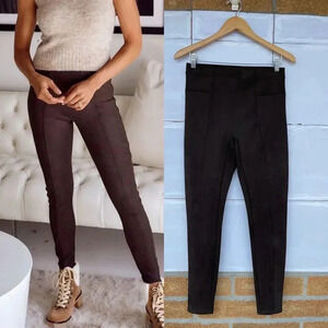 Spanx Faux Suede Leggings in Dark Terracotta medium